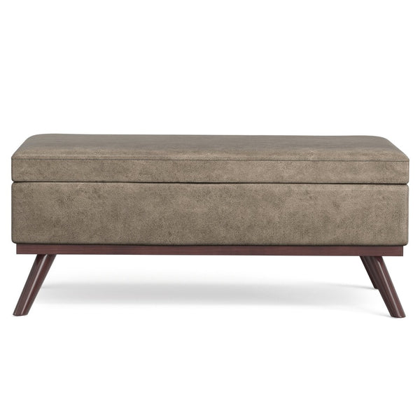 English Elm Owen Lift Top Storage Ottoman Vegan Leather Mid Century Modern Living Room B136P439028
