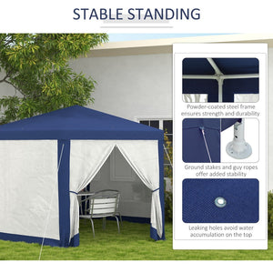 English Elm Outsunny Hexagon Party Canopy with Mesh Sidewalls Uv Roof Steel Frame Outdoor W2225P174174