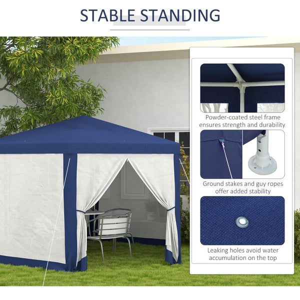English Elm Outsunny Hexagon Party Canopy with Mesh Sidewalls Uv Roof Steel Frame Outdoor W2225P174174