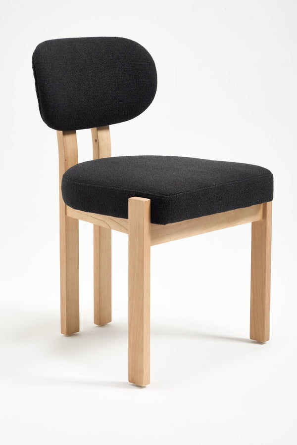 English Elm Wooden Wingback Dining Chairs Chenille Upholstered Set for Farmhouse Kitchen Black W3244P457877