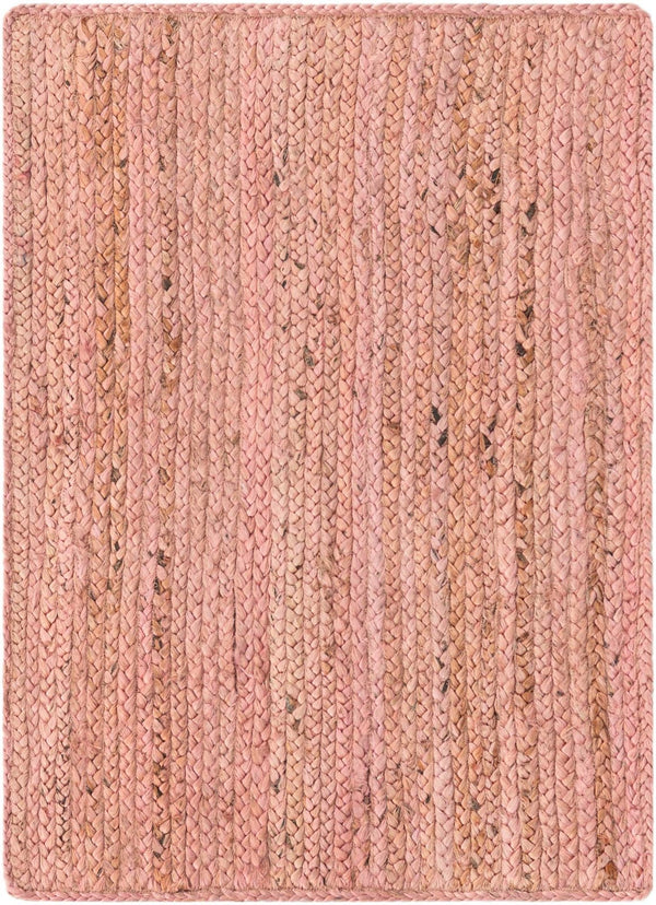Unique Loom Light Braided Jute Oval Rug - Eco-friendly Natural Fiber Design For Softness And Texture In Any Room Pink  3161095-unique-loom