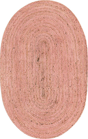 Unique Loom Light Braided Jute Oval Rug - Eco-friendly Natural Fiber Design For Softness And Texture In Any Room Pink  3161099-unique-loom