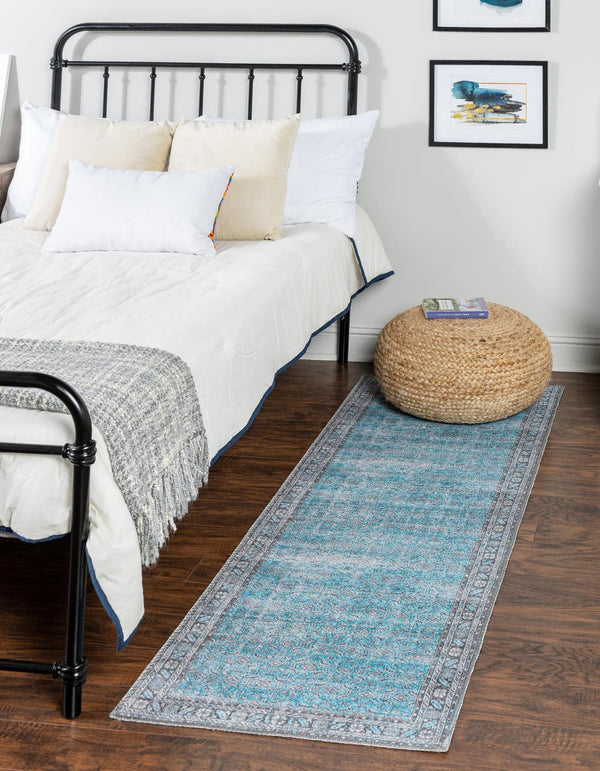 Unique Loom Pink Timeless 2' X 6' Runner Rug – Soft, Durable Design To Brighten Hallways And Elevate Decor Blue  3161164-unique-loom