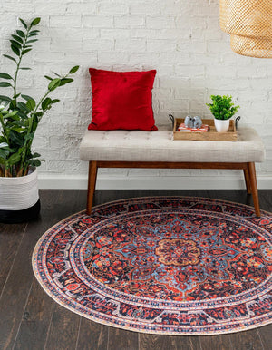 Unique Loom Beige Timeless Round Rug - Classic 5' Diameter Design For Elegant Home Décor And Versatile Style Burgundy  3161207-unique-loom