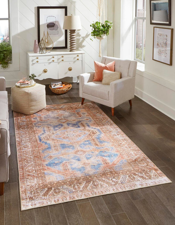 Unique Loom Beige Timeless Round Rug - Classic 5' Diameter Design For Elegant Home Décor And Versatile Style Blue  3161243-unique-loom