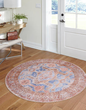 Unique Loom Beige Timeless Round Rug - Classic 5' Diameter Design For Elegant Home Décor And Versatile Style Blue  3161249-unique-loom