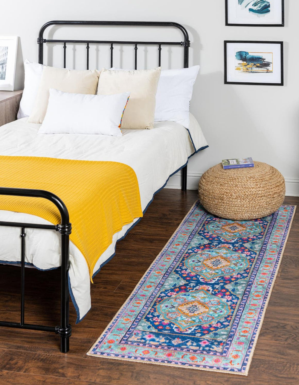 Unique Loom Blue Timeless Runner - 2' X 6' Durable Classic Design For High-traffic Areas, Perfect For Entryways Blue  3161404-unique-loom