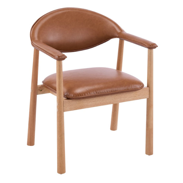 English Elm Modern Rubberwood Dining Chair Set Sculptural Curved Back Upholstered Seat Walnut Frame N768P391165O
