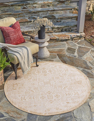 Unique Loom Natural Outdoor Aztec Area Rug – Durable, Weather-resistant Design For Patios, Decks, And Gardens Natural  3162327-unique-loom