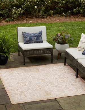 Unique Loom Natural Outdoor Aztec Area Rug – Durable, Weather-resistant Design For Patios, Decks, And Gardens Natural  3162330-unique-loom