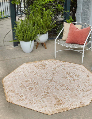Unique Loom Natural Outdoor Aztec Area Rug – Durable, Weather-resistant Design For Patios, Decks, And Gardens Natural  3162335-unique-loom