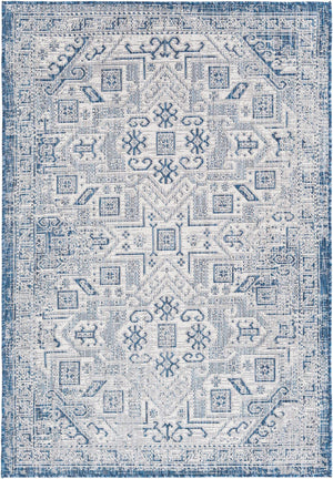 Unique Loom Natural Outdoor Aztec Area Rug – Durable, Weather-resistant Design For Patios, Decks, And Gardens Blue  3162347-unique-loom