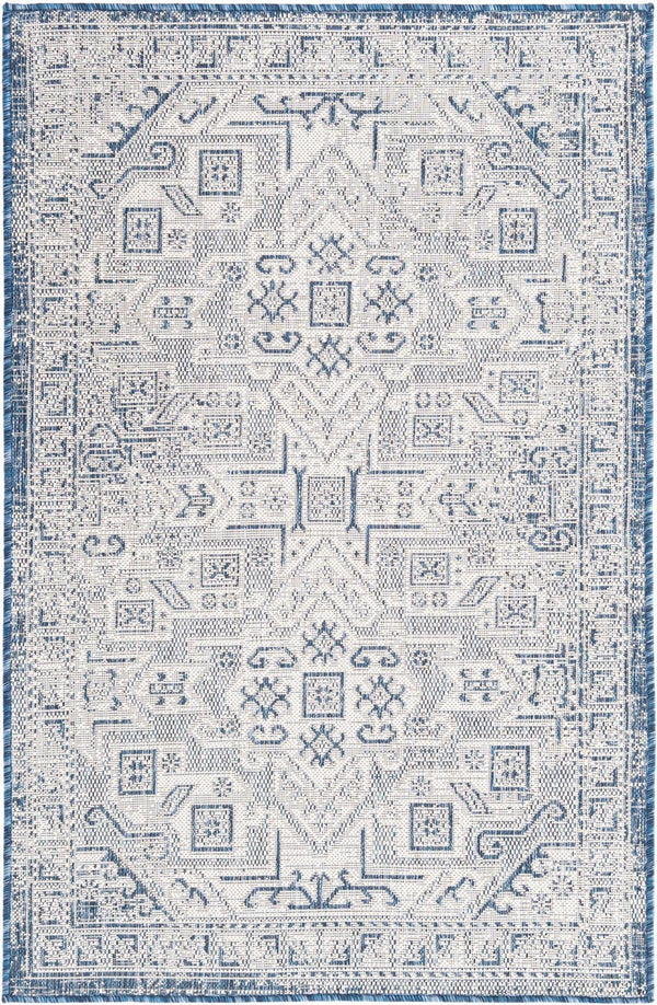 Unique Loom Natural Outdoor Aztec Area Rug – Durable, Weather-resistant Design For Patios, Decks, And Gardens Blue  3162348-unique-loom