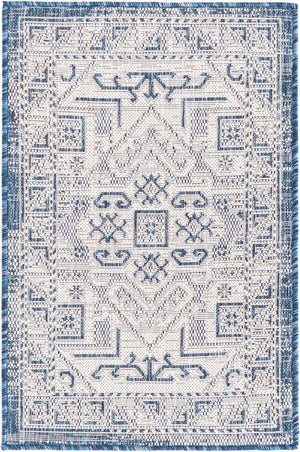 Unique Loom Natural Outdoor Aztec Area Rug – Durable, Weather-resistant Design For Patios, Decks, And Gardens Blue  3162349-unique-loom