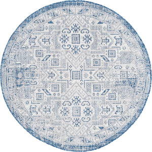 Unique Loom Natural Outdoor Aztec Area Rug – Durable, Weather-resistant Design For Patios, Decks, And Gardens Blue  3162352-unique-loom