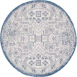 Unique Loom Natural Outdoor Aztec Area Rug – Durable, Weather-resistant Design For Patios, Decks, And Gardens Blue  3162354-unique-loom