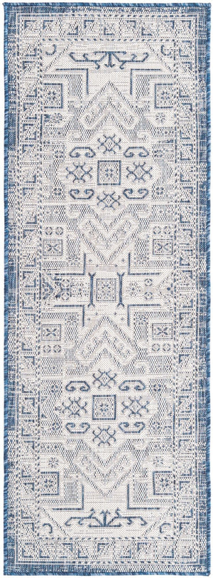 Unique Loom Natural Outdoor Aztec Area Rug – Durable, Weather-resistant Design For Patios, Decks, And Gardens Blue  3162365-unique-loom