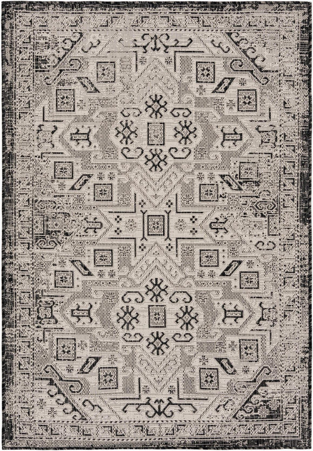 Unique Loom Natural Outdoor Aztec Area Rug – Durable, Weather-resistant Design For Patios, Decks, And Gardens Natural  3162333-unique-loom