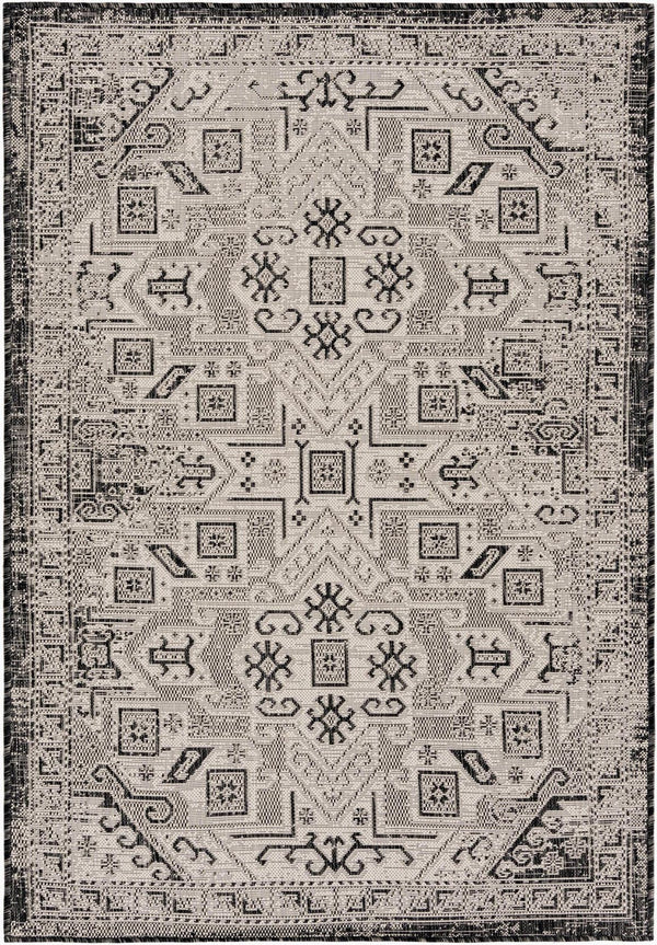 Unique Loom Natural Outdoor Aztec Area Rug – Durable, Weather-resistant Design For Patios, Decks, And Gardens Gray  3162374-unique-loom
