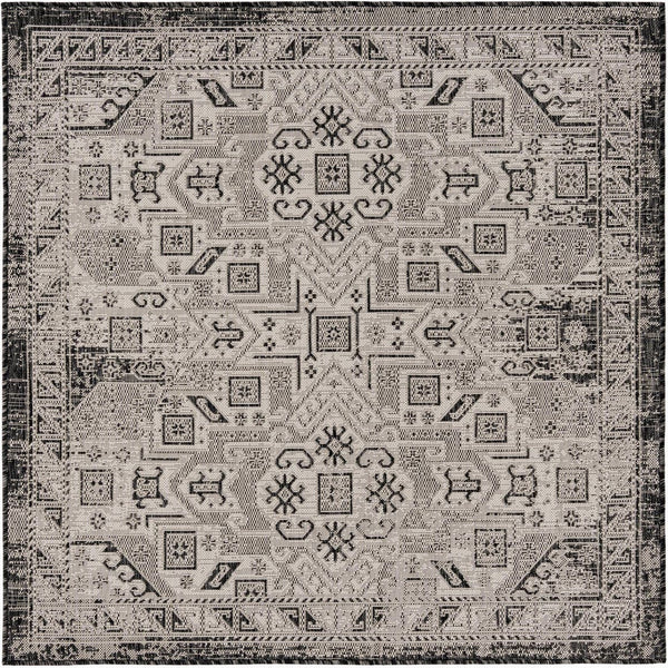 Unique Loom Natural Outdoor Aztec Area Rug – Durable, Weather-resistant Design For Patios, Decks, And Gardens Gray  3162384-unique-loom