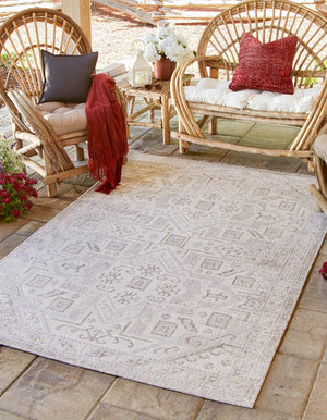 Unique Loom Rust Outdoor Aztec Rug In Vibrant Rust Red – Perfect Cultural Flair For Patios And Entryways Gray  3162420-unique-loom