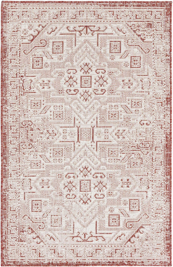 Unique Loom Rust Outdoor Aztec Rug In Vibrant Rust Red – Perfect Cultural Flair For Patios And Entryways Red  3162429-unique-loom