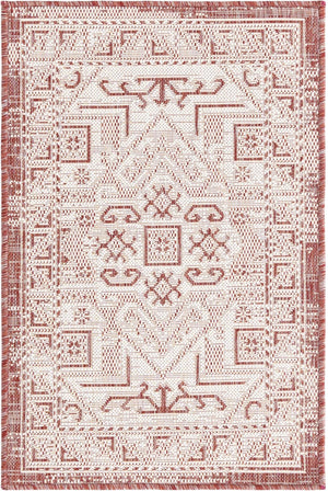 Unique Loom Rust Outdoor Aztec Rug In Vibrant Rust Red – Perfect Cultural Flair For Patios And Entryways Red  3162430-unique-loom