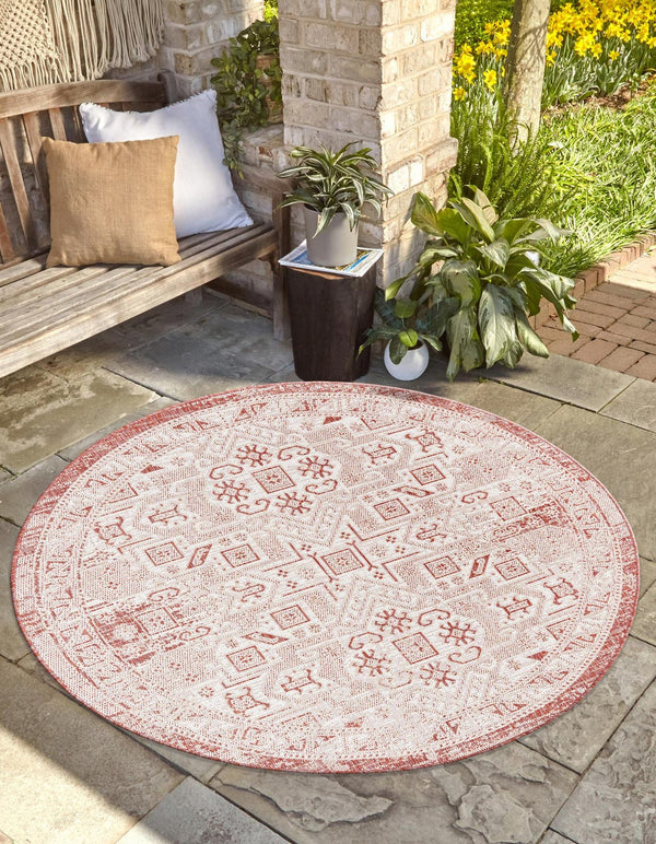 Unique Loom Rust Outdoor Aztec Rug In Vibrant Rust Red – Perfect Cultural Flair For Patios And Entryways Red  3162434-unique-loom