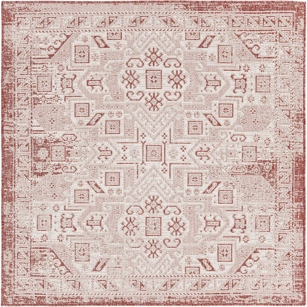 Unique Loom Rust Outdoor Aztec Rug In Vibrant Rust Red – Perfect Cultural Flair For Patios And Entryways Red  3162438-unique-loom