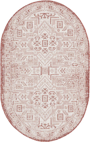 Unique Loom Rust Outdoor Aztec Rug In Vibrant Rust Red – Perfect Cultural Flair For Patios And Entryways Red  3162441-unique-loom