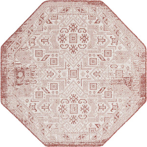 Unique Loom Rust Outdoor Aztec Rug In Vibrant Rust Red – Perfect Cultural Flair For Patios And Entryways Red  3162443-unique-loom