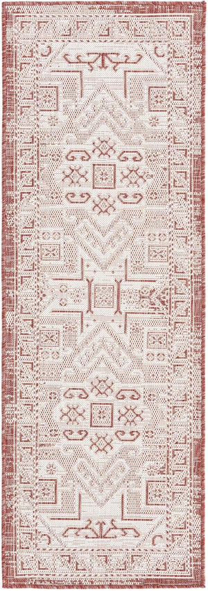 Unique Loom Rust Outdoor Aztec Rug In Vibrant Rust Red – Perfect Cultural Flair For Patios And Entryways Red  3162446-unique-loom