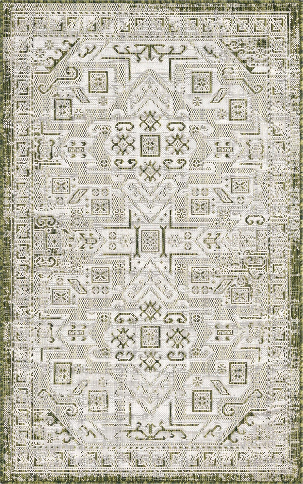 Unique Loom Rust Outdoor Aztec Rug In Vibrant Rust Red – Perfect Cultural Flair For Patios And Entryways Green  3162456-unique-loom