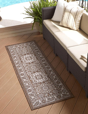 Unique Loom Rust Outdoor Aztec Rug In Vibrant Rust Red – Perfect Cultural Flair For Patios And Entryways Brown  3162499-unique-loom