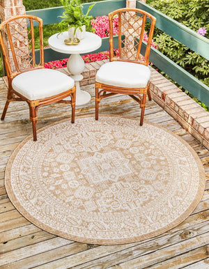 Unique Loom Blue Outdoor Aztec Rug – Durable 3' X 5' Design For Stylish Patios, Porches, And Sunrooms Natural  3162514-unique-loom