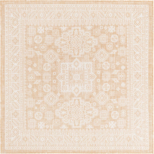 Unique Loom Blue Outdoor Aztec Rug – Durable 3' X 5' Design For Stylish Patios, Porches, And Sunrooms Natural  3162519-unique-loom