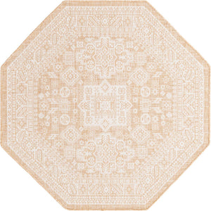 Unique Loom Blue Outdoor Aztec Rug – Durable 3' X 5' Design For Stylish Patios, Porches, And Sunrooms Natural  3162524-unique-loom