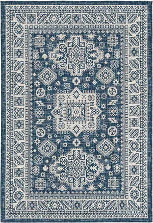 Unique Loom Blue Outdoor Aztec Rug – Durable 3' X 5' Design For Stylish Patios, Porches, And Sunrooms Blue  3162536-unique-loom