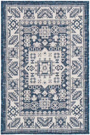 Unique Loom Blue Outdoor Aztec Rug – Durable 3' X 5' Design For Stylish Patios, Porches, And Sunrooms Blue  3162538-unique-loom
