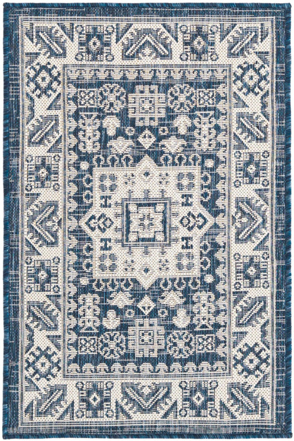 Unique Loom Blue Outdoor Aztec Rug – Durable 3' X 5' Design For Stylish Patios, Porches, And Sunrooms Blue  3162538-unique-loom