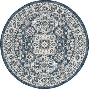 Unique Loom Blue Outdoor Aztec Rug – Durable 3' X 5' Design For Stylish Patios, Porches, And Sunrooms Blue  3162542-unique-loom