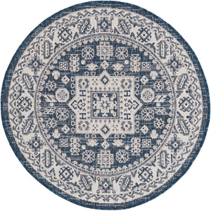 Unique Loom Blue Outdoor Aztec Rug – Durable 3' X 5' Design For Stylish Patios, Porches, And Sunrooms Blue  3162543-unique-loom