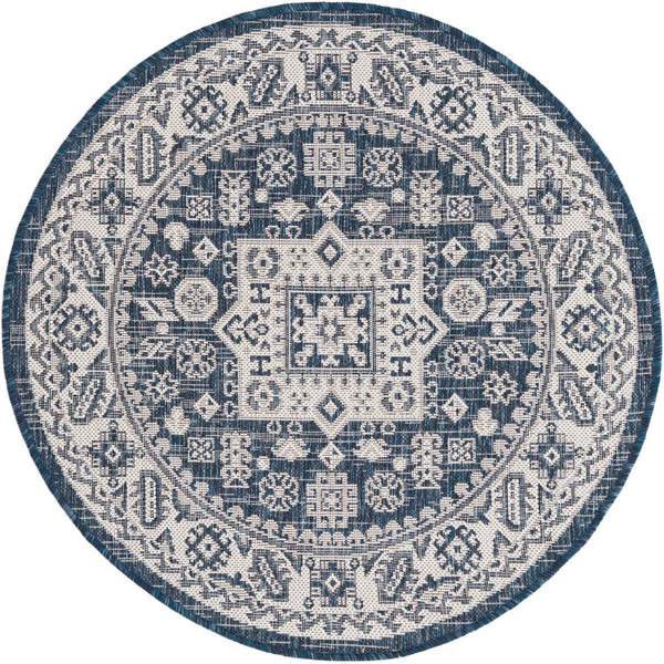 Unique Loom Blue Outdoor Aztec Rug – Durable 3' X 5' Design For Stylish Patios, Porches, And Sunrooms Blue  3162543-unique-loom