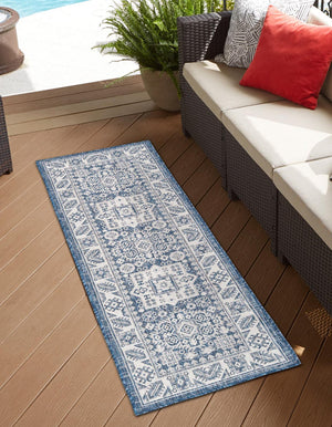 Unique Loom Blue Outdoor Aztec Rug – Durable 3' X 5' Design For Stylish Patios, Porches, And Sunrooms Blue  3162554-unique-loom