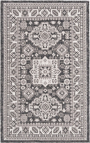 Unique Loom Blue Outdoor Aztec Rug – Durable 3' X 5' Design For Stylish Patios, Porches, And Sunrooms Gray  3162564-unique-loom
