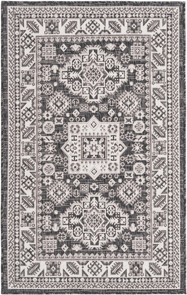Unique Loom Blue Outdoor Aztec Rug – Durable 3' X 5' Design For Stylish Patios, Porches, And Sunrooms Gray  3162564-unique-loom