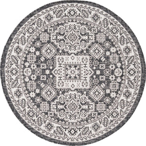 Unique Loom Blue Outdoor Aztec Rug – Durable 3' X 5' Design For Stylish Patios, Porches, And Sunrooms Gray  3162569-unique-loom