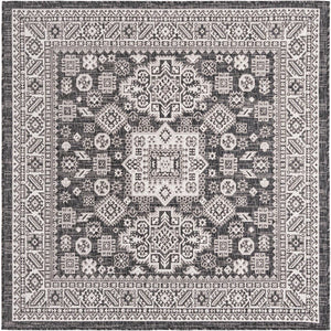 Unique Loom Blue Outdoor Aztec Rug – Durable 3' X 5' Design For Stylish Patios, Porches, And Sunrooms Gray  3162573-unique-loom