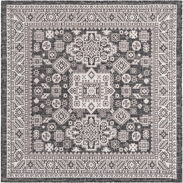 Unique Loom Blue Outdoor Aztec Rug – Durable 3' X 5' Design For Stylish Patios, Porches, And Sunrooms Gray  3162573-unique-loom