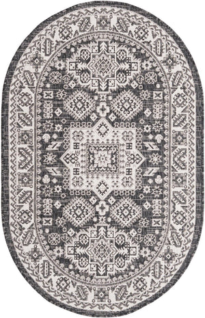 Unique Loom Blue Outdoor Aztec Rug – Durable 3' X 5' Design For Stylish Patios, Porches, And Sunrooms Gray  3162576-unique-loom